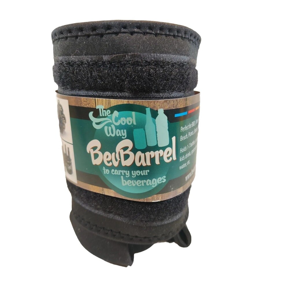 Beverage Barrel Black Neoprene Holds 1-7 Bottles Cans Soft Drinks Water Beer